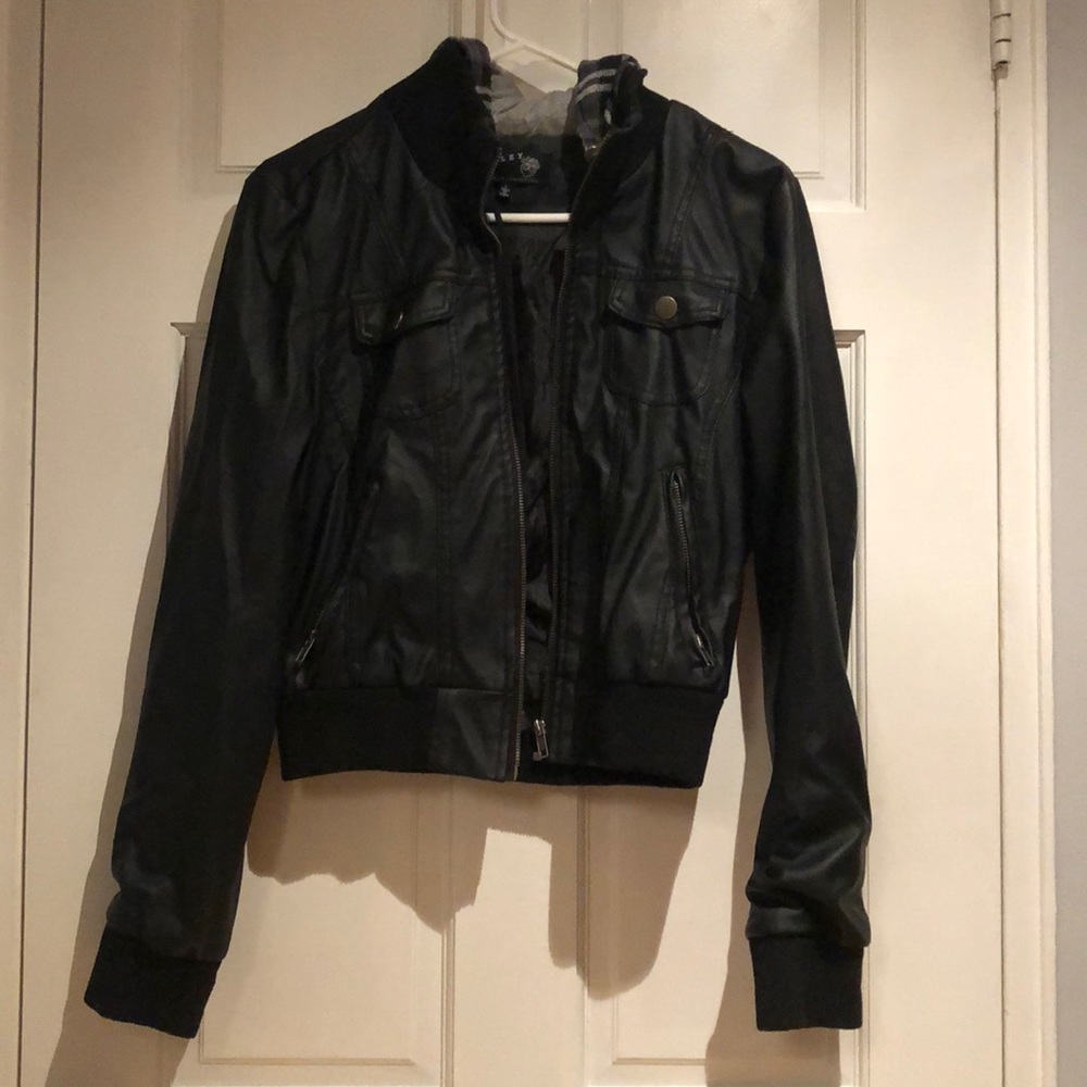 Ashley Black Jacket with Grey Hood